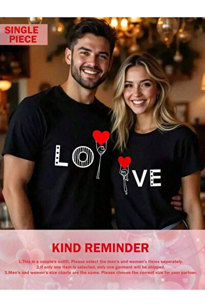 NOURAM 1pc Matching Couples-Shirts His & Hers LOVE Graphic Tees With Heart Ac...