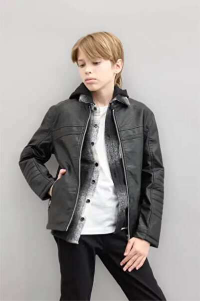 DeFacto Boy's Leather Coat and Jacket C4320A8/Bk27