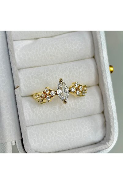 SWANOVAJEWELRY Altın Rengi Beyaz Zirkon Taş VIP Pinterest Yüzük