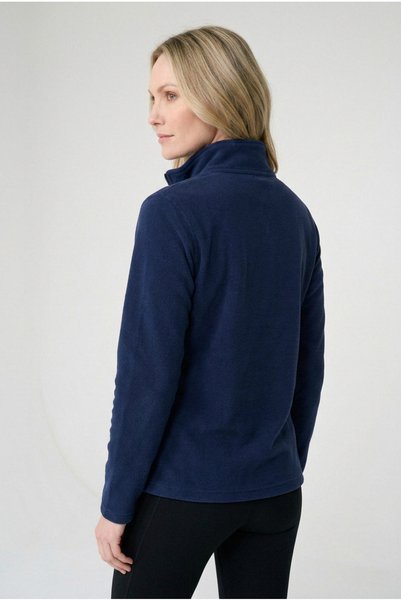 ELAFRO Women's Navy Blue Comfortable Fit Full Zipper Thick Outdoor Fleece Jacket with Front Pockets