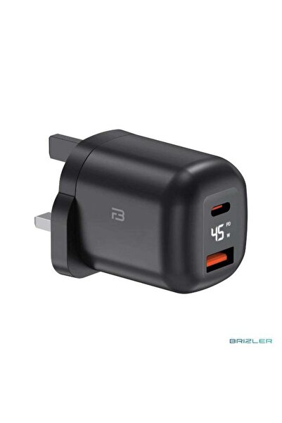 BRIZLER 45W GaN Dual Port Fast Wall Charger with Real-Time Power Display, PD ...
