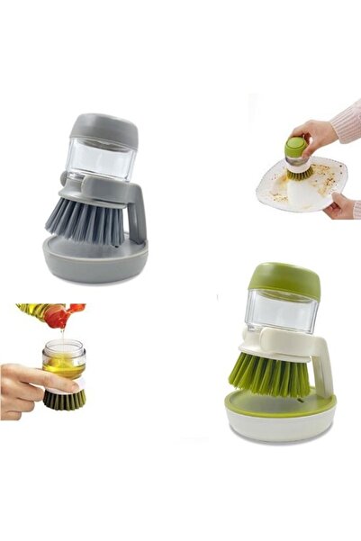 STARSTAR Two-piece dishwashing brush set with stand, gray-green