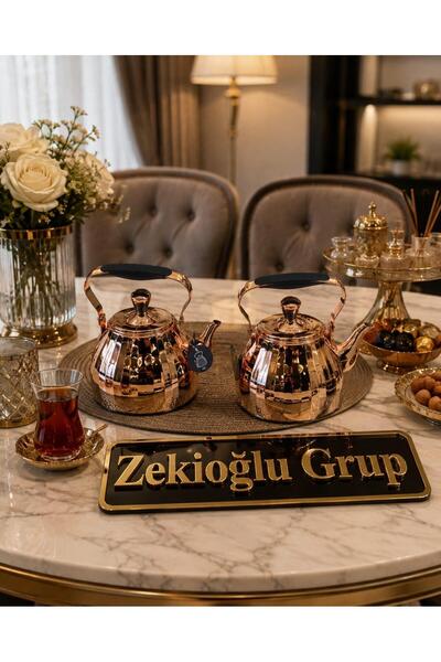 Muhtelif 2 Liter and 3 Liter Teapot Set Copper Color Stainless Steel Teapot I...