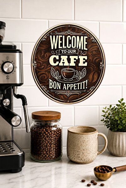 Mayeka Bun venit la cafeneaua noastră. Masă rotundă din MDF cu model din lemn...