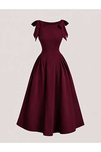 Dressco Natalia - Krep Kumaş Kayık Yaka Maxi Elbise