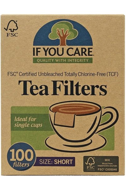 If You Care Filtre de ceai scurte, nealbite, fara clor, compostabile, 100buc,