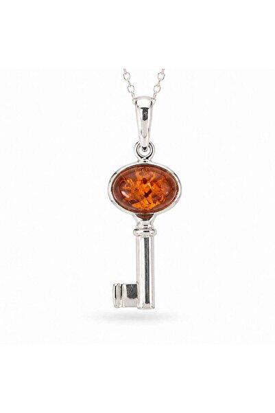 craftmystic Κολιέ Ασημένιο 925 με Κεχριμπάρι Κλειδί – Θετική Ενέργεια και Νέε...