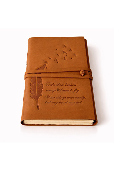 craftmystic Jurnal Vintage din Piele Naturala „Aripa Libertatii” - hartie din...