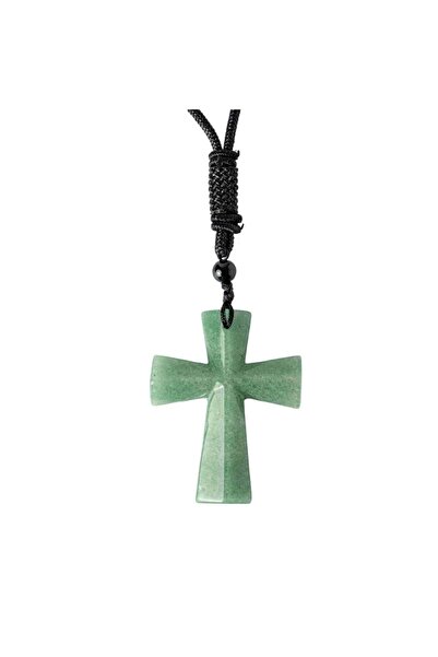 craftmystic Luck and Healing - Natural Green Aventurine Cross Necklace