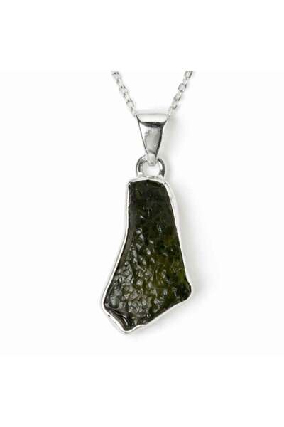 craftmystic 925 silver necklace with uneven raw moldavite – energy and authen...