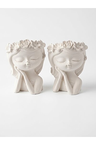 Lonca Home LONCAHOME 2 li Çiçekli kız saksı & Mum obje