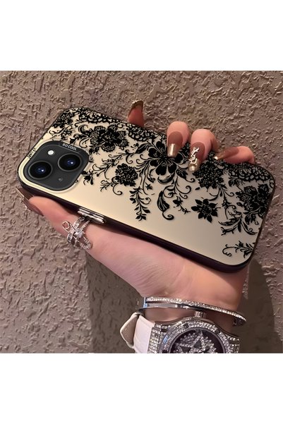 CHICASELUX Elegant Black Lace Flower Pattern Case Compatible with iPhone 14 P...
