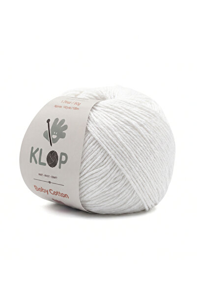 KLOP Amigurumi İpi Punch İşi Bebek Pamuk İp 50 gr 130 mt Baby Soft Cotton Beyaz