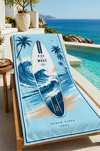 Evmila Retro surfboard peščanik sa uzorkom Palm Beach 70x150 - digitalno štam...