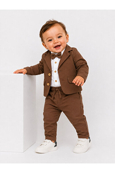 tinytrends Erkek Bebek Zıbınlı Gömlek Papyonlu Takım Elbise