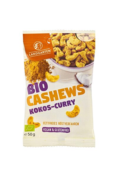 Landgarten Caju cu nucă de cocos și curry, fără gluten, bio, 50g