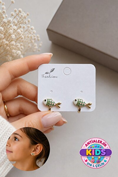 Lynare Perforated Fish Model Children's Earring 316L Steel Earring 2 Pieces