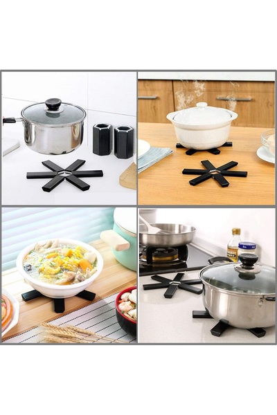 IM FineLife 3 PCS Foldable Trivets for Heat Insulation Pad, Hot Pots, Pans, Hot Dishes, Kitchen Worktop Protector Mats, Non-Slip Kitchen Trivets Countertop, Teapot Heat Resistant (3-Pack Set)