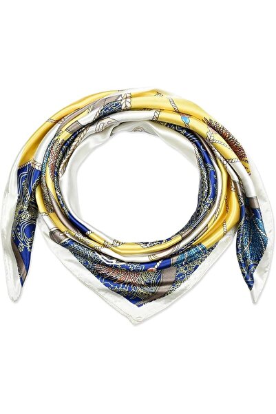 GENERAL corciova 35 x 35 Large Square Hair Scarf for Women Silk Like Curly He...