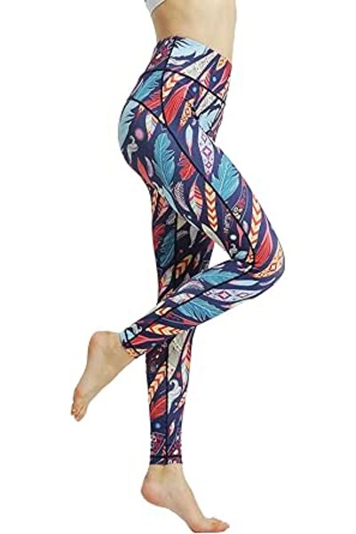 GENERAL Women's Printed Yoga Trousers, Slim Fit High Waist Opaque Fitness Run...