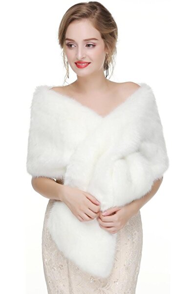 GENERAL Faux Fur Shawl Wrap Stole Shrug Winter Bridal Wedding Cover Up