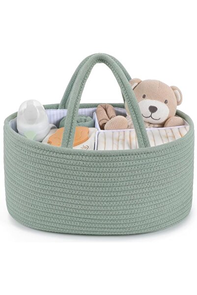 Maliton Baby Diaper Caddy Organizer, Stylish Cotton Rope Baby Basket Nursery ...