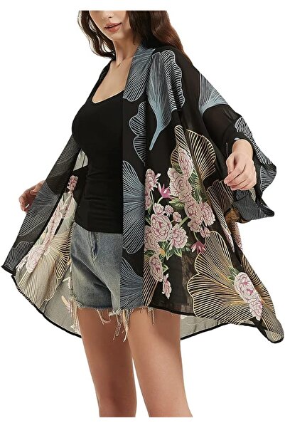 Maxfort Women's Loose Print Sheer Chiffon Kimono Beach Swim Cover up Cardigan...