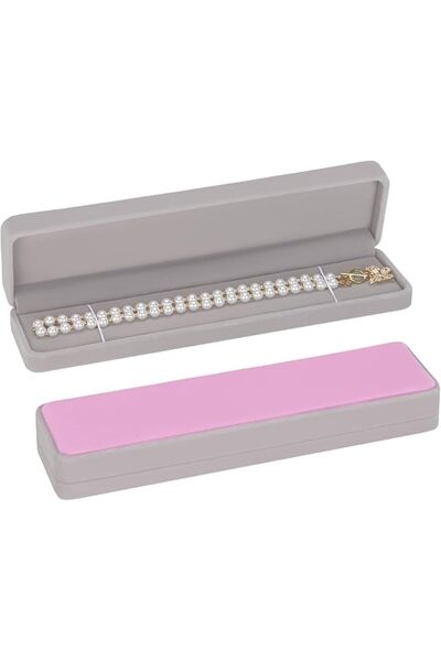 LETURE 2 Pieces Long Velvet Jewelry Chain Necklace Gift Box Set, Bracelet Sto...