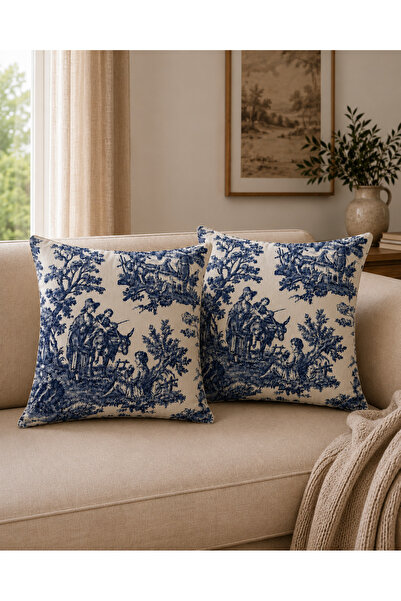 Linea Home Duck Fabric French Peasants Patterned Decorative Throw Pillow Cove...