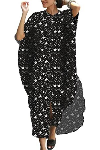 GENERAL Women's Bohemian Kaftan Maxi Loungewear Oversized Nightgown Homewear ...