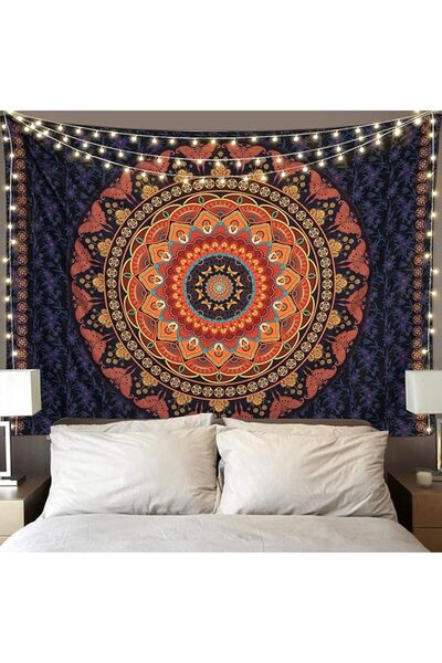 GENERAL Edeesky Black Blue Mandala Tapestry Wall Hanging Vintage Tapestries A...