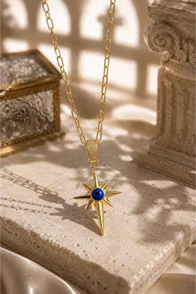 Sylvera Shop Nazarlı Şimal Star Steel Necklace (Gold Color)