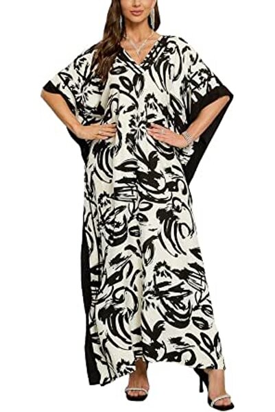 GENERAL Women's Bohemian Kaftan Maxi Loungewear Oversized Nightgown Homewear ...