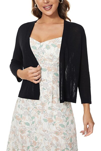 GENERAL Satuun Women's 3/4 Sleeve Shrugs Lightweight Open Front Cropped Cardi...