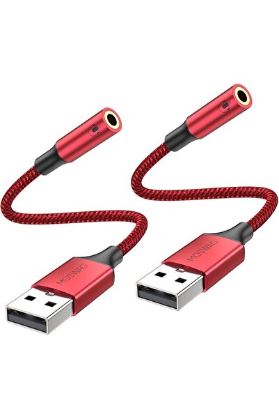 GENERAL محول صوت MOSWAG من USB إلى مقبس 3.5 ملم، كابل USB إلى Aux مع دعم المي...