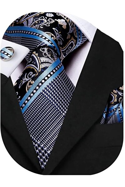 Dubulle Mens Paisely Silk Tie for Men Necktie and Pocket Square Set