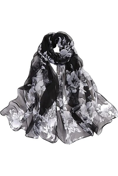 GENERAL E-Clover Women Soft Floral Print Shawl Chiffon Sheer Scarf