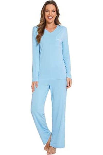Wiwi Pajamas Sets for Women Soft Long Sleeve Tops and Pants Sleepwear Ladies ...