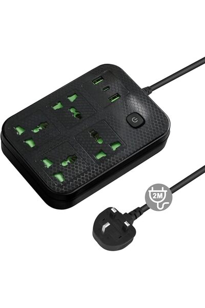 NECOMIC Necomi Power Strips Extension Lead Outlets with 4 (3.1A) USB Hub, 6 G...