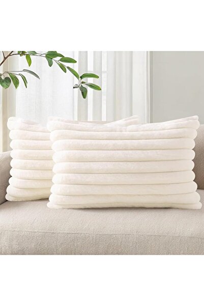 Pallene Faux Fur Plush Throw Pillow Covers 18x18 Set of 2, Luxury Soft Fluffy...