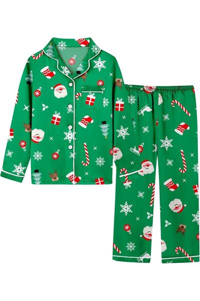 GENERAL Schbbbta Girls Boys Satin Pajamas Set, 2Piece Silk Nightwear Button-D...