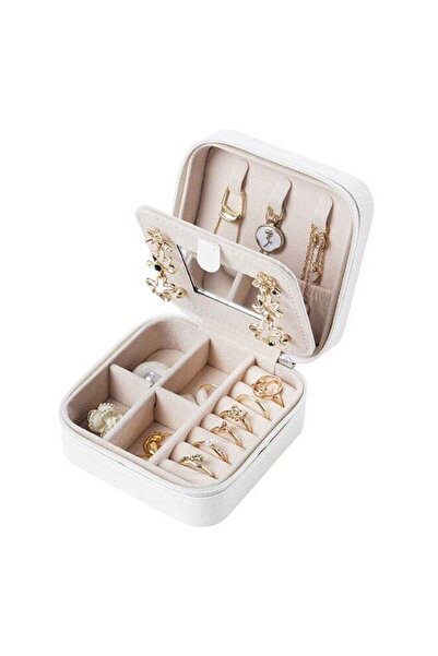 Arabest 1-Piece Small Travel Jewelry Box with Mirror,Portable Jewelry Organiz...