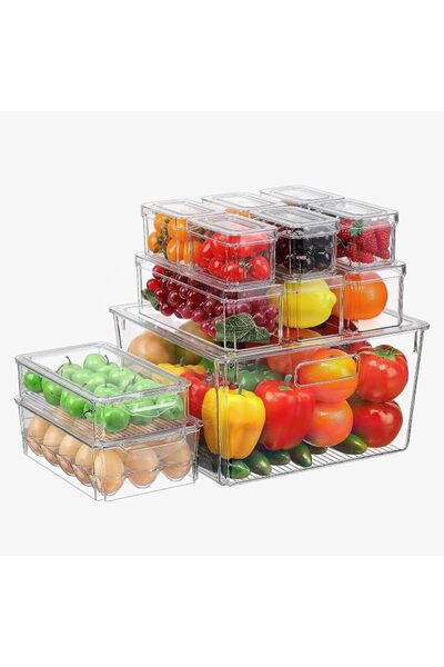 UCHUANG Home Pantry Organization and Storage Containers, Set of 4 Fridge Orga...