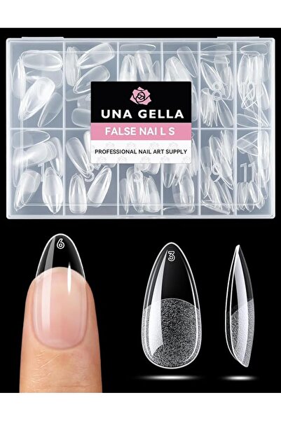 UNA GELLA Coffin Nails Tips, 216 PCS Soft Gel Nail Tips Coffin Half Matte Ful...