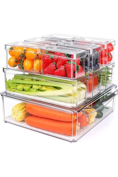 Yoawllty 10 Pack Fridge Organizer, Stackable Refrigerator Pantry Organizer Bi...