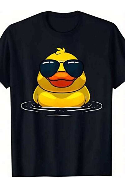 LİNA06 ملابس نسائية، تي شيرت مطبوع عليه Rubber Duck With Sunglasses Funny Vin...