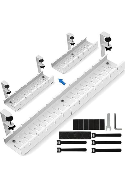 NECOMIC Under Desk Cable Management Tray, Necomi No Drill 21.7" Retractable C...