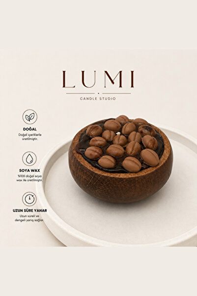 Lumieres Kahve Çekirdeği Ahşap Kap Kokulu Dekoratif Lumi Candle Studio Soya W...