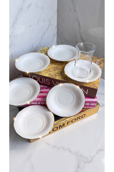qtahya homes queen of kütahya Luxury Gold 6-Person 12 cm 6-Piece Premium Porc...