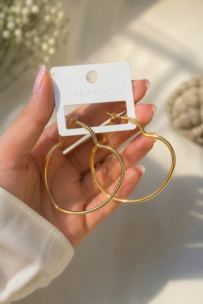 ERH Heart Design Gold Hoop Earrings